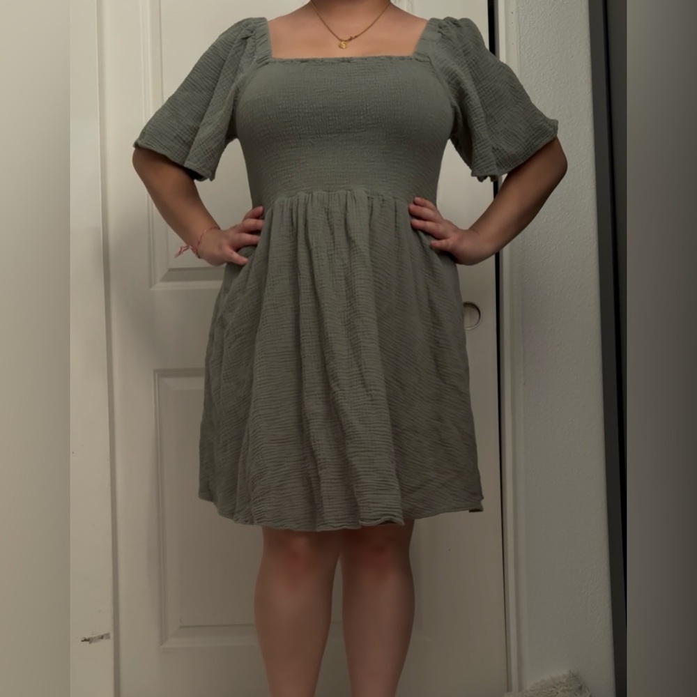 Madewell Textured Sage Mini Dress
